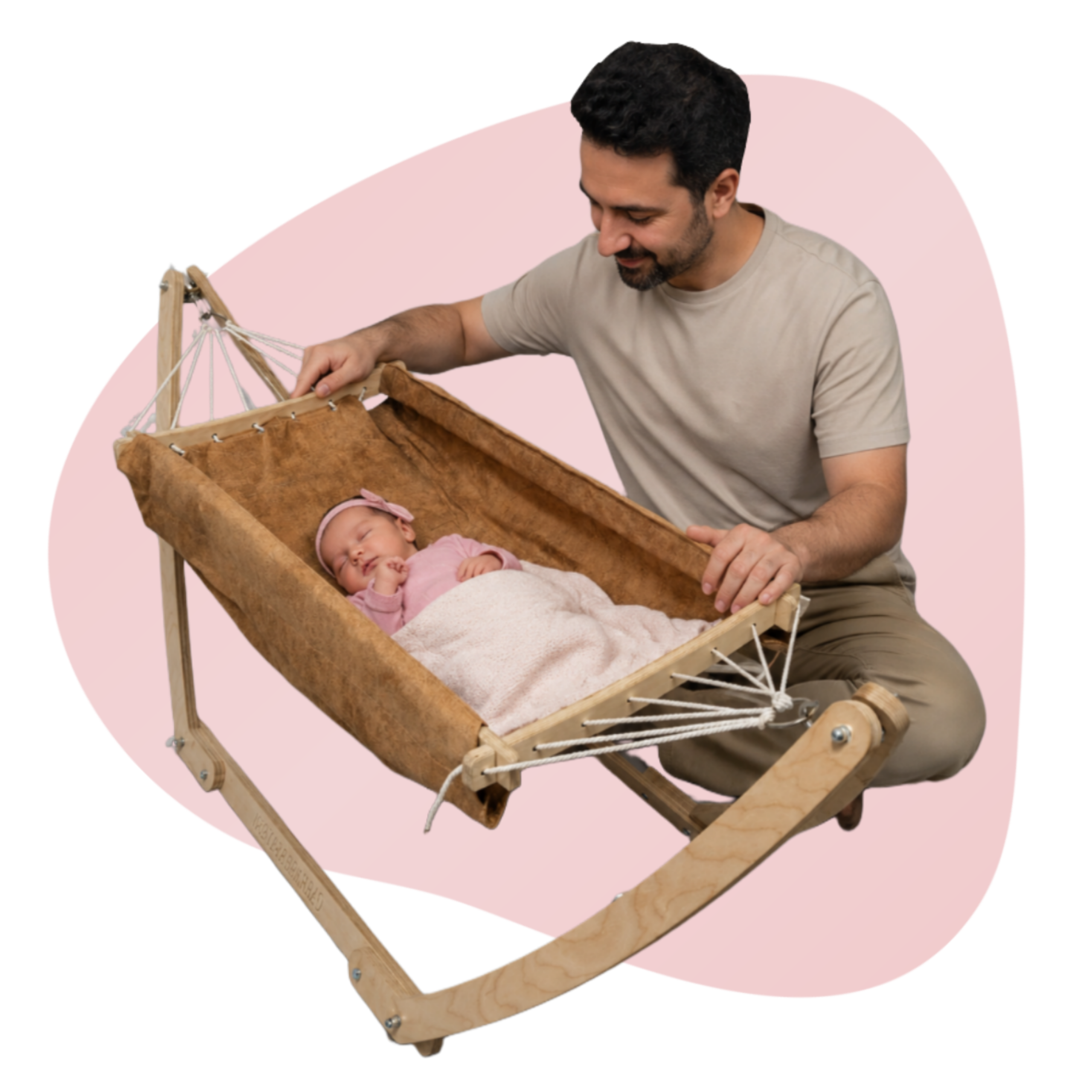 گهواره ننو پایه چوبی ۸ طنابه مدل آرنا فوق مقاوم - نینی گهواره
